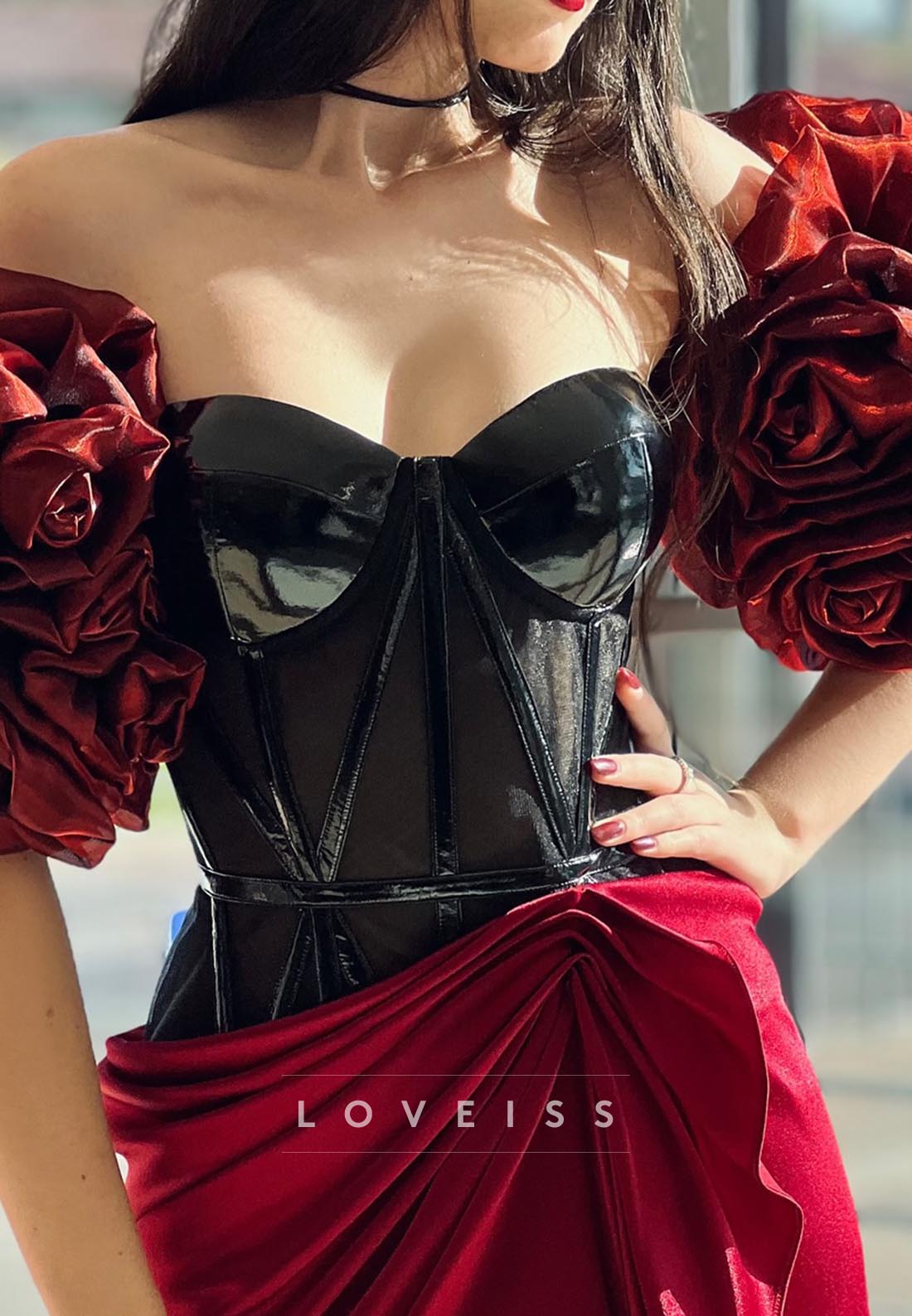 Sweetheart Puff Sleeves Ruched Mermaid Evening Dress