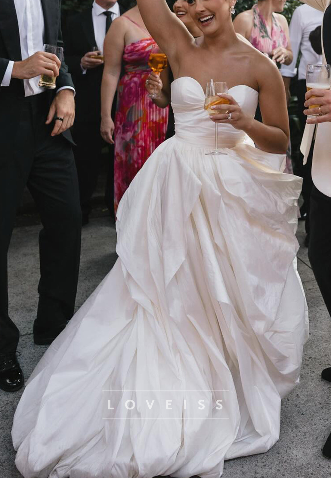 Sweetheart Ruched Side Slit Sleeveless A-Line Wedding Dress