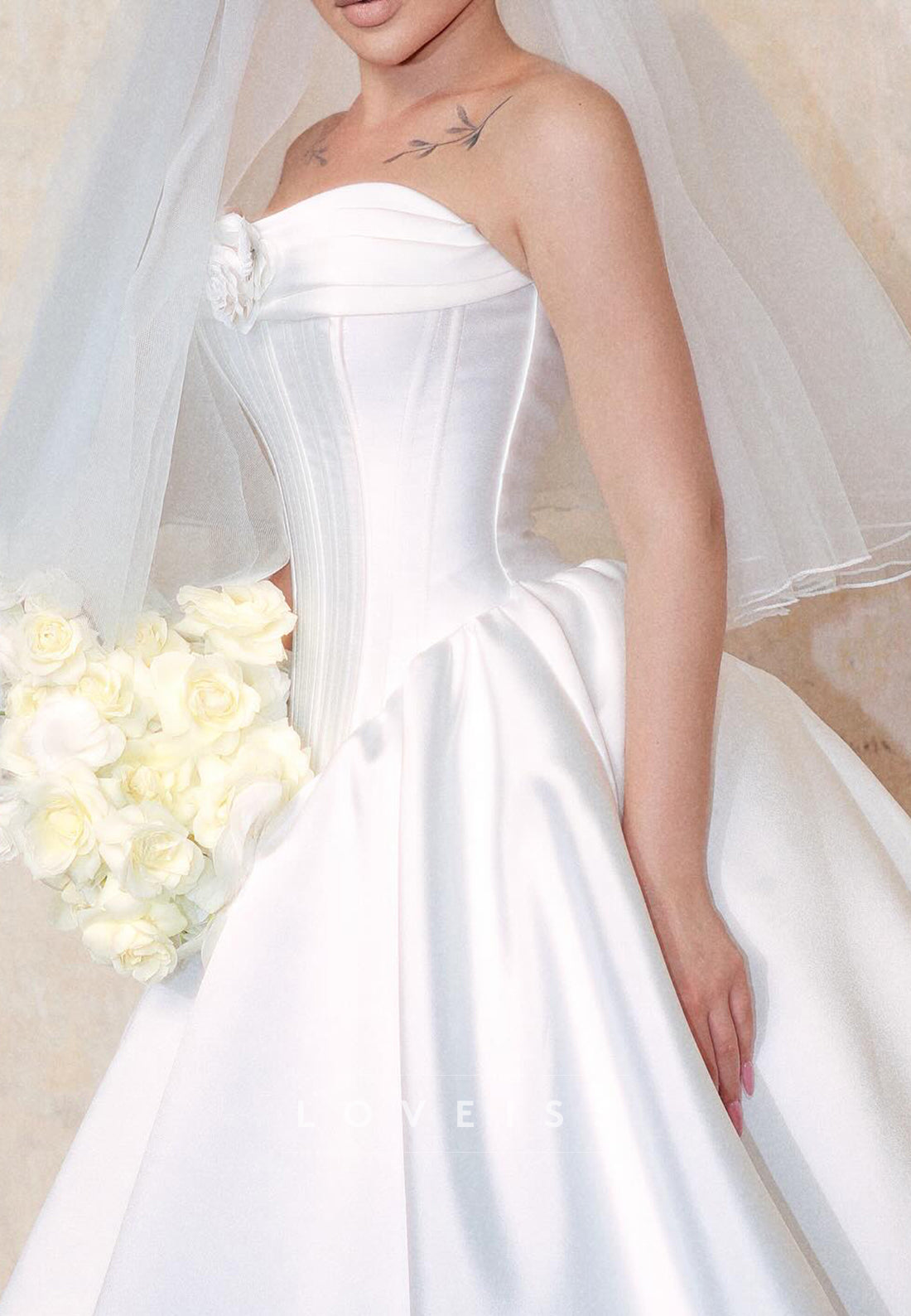 Sweetheart Satin Corset Satin Sleek A-Line Wedding Dress