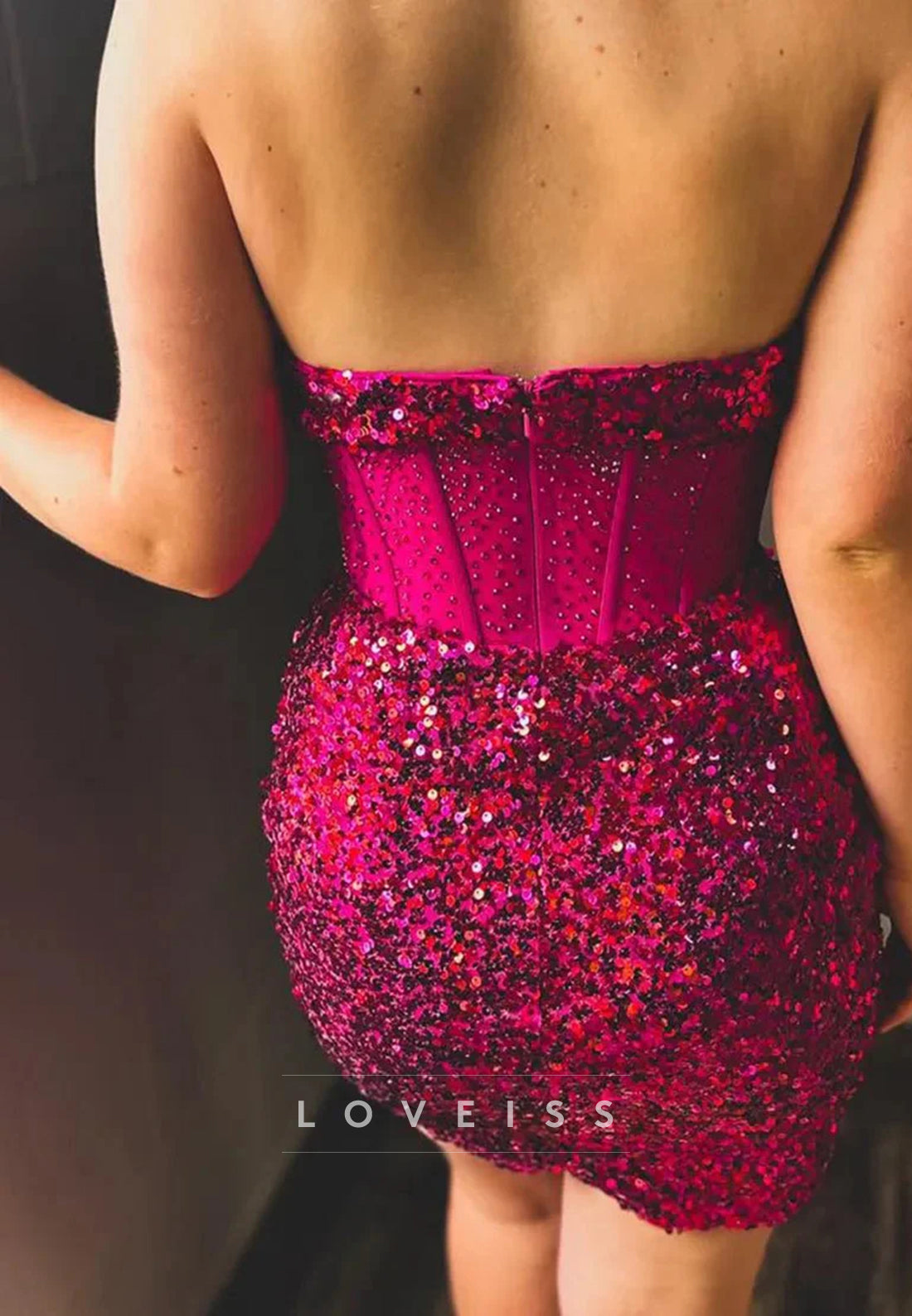 Sweetheart Sequins Strapless Sparkly Party Homecoming Dress