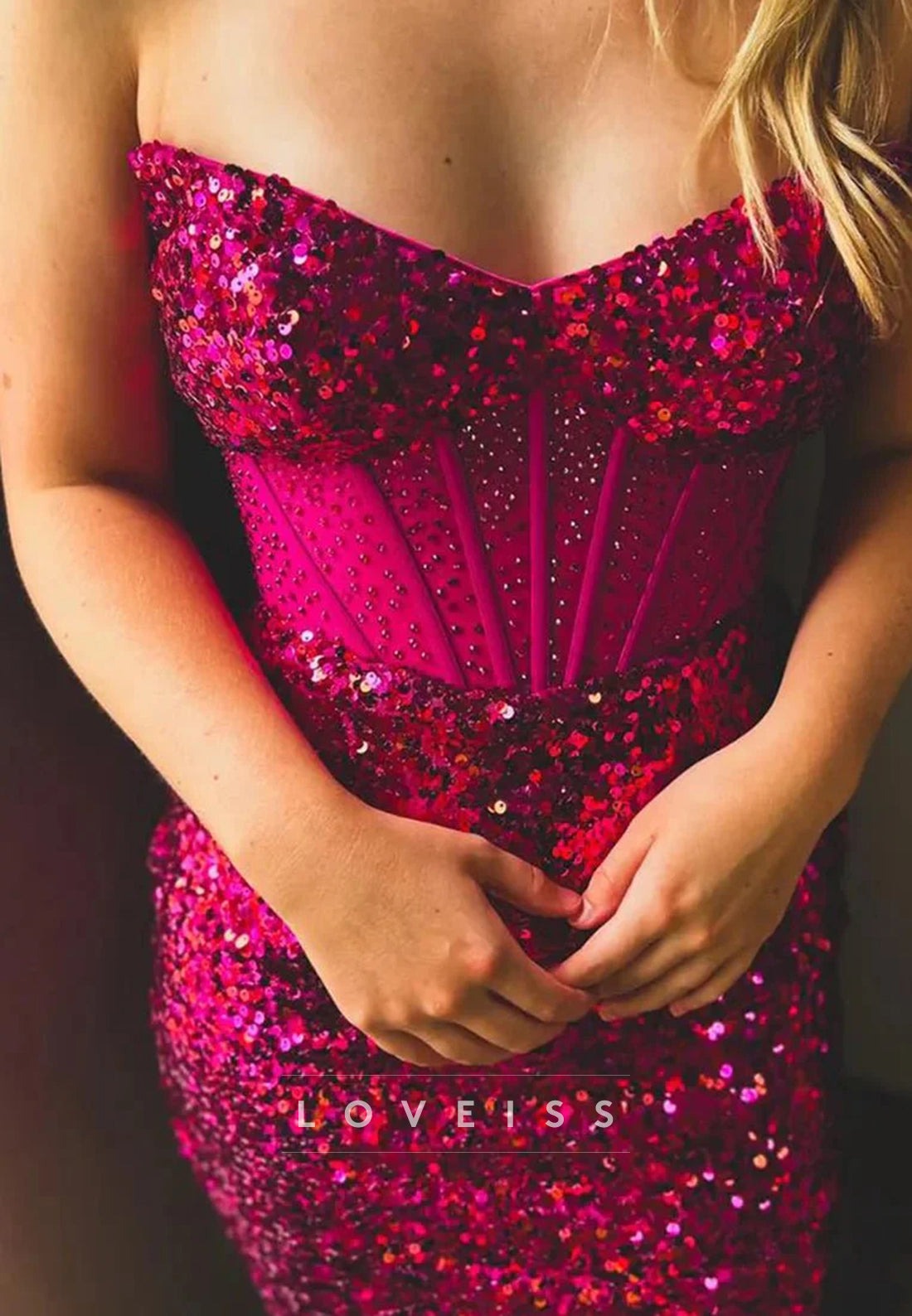 Sweetheart Sequins Strapless Sparkly Party Homecoming Dress