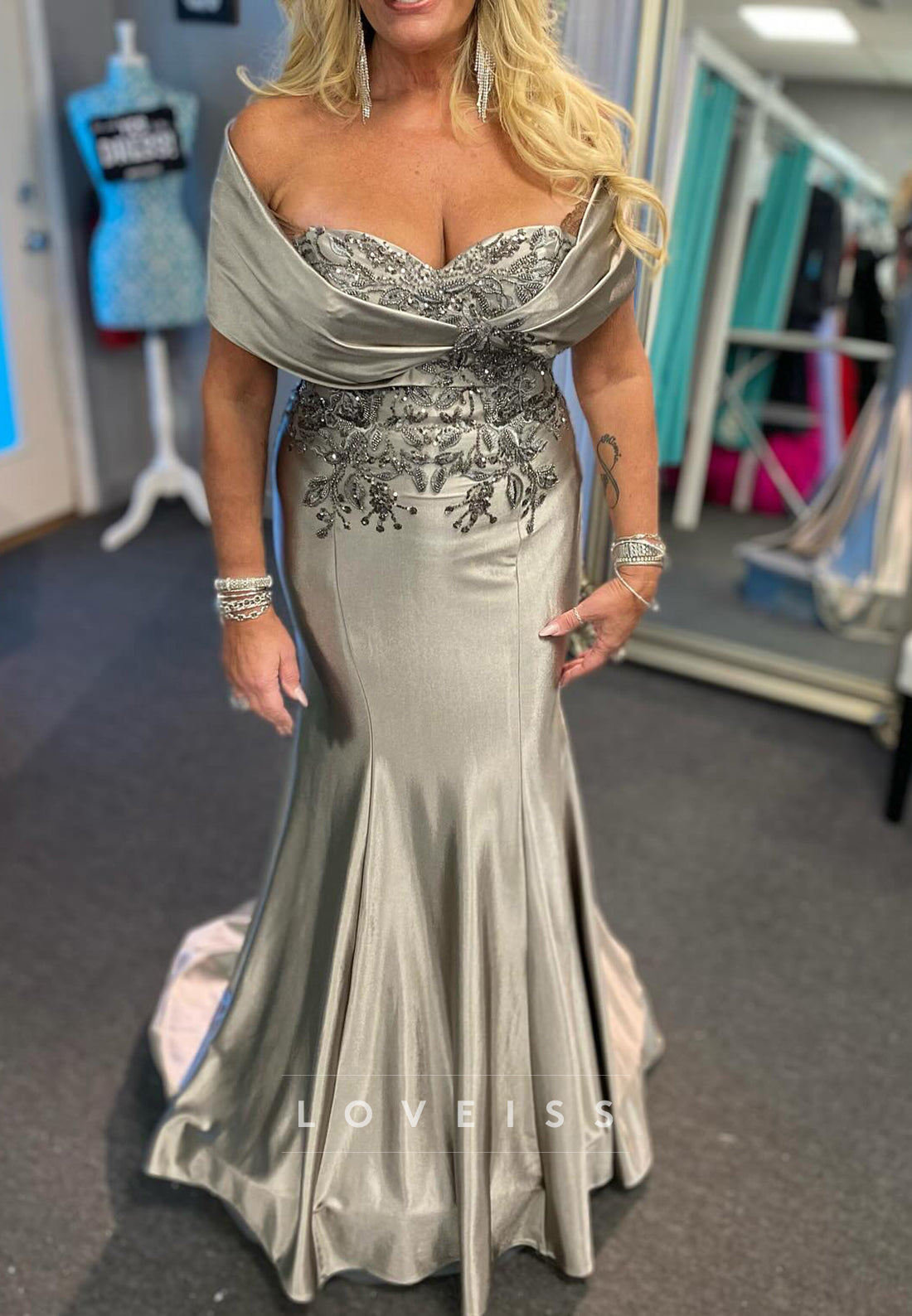 Sweetheart Sleeveless Appliques Mermaid Mother of Bride Dress