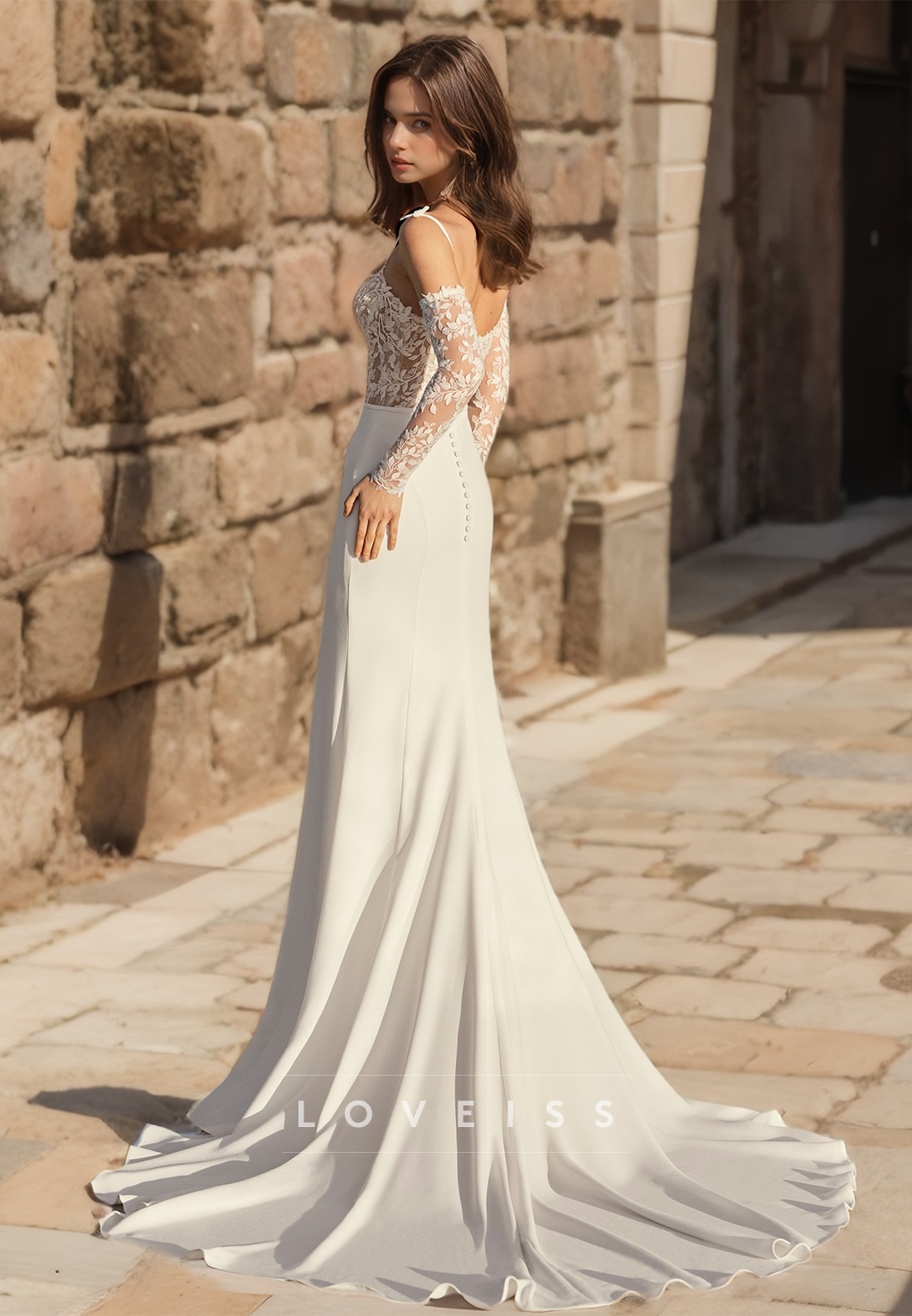 Sweetheart Sleeveless Appliques Sleek Mermaid Beach Wedding Dress
