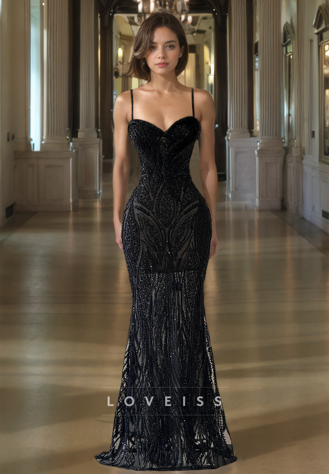 Sweetheart Sleeveless Appliques Sparkly Mermaid Formal Dress