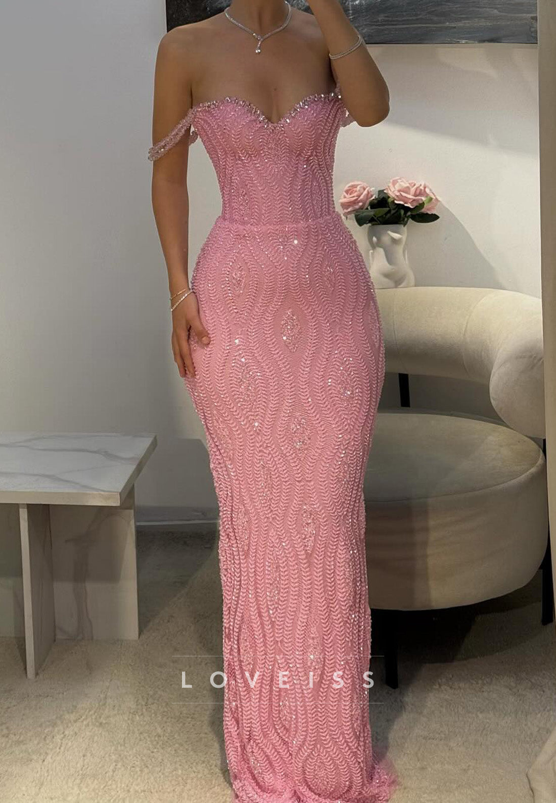 Sweetheart Sleeveless Beaded Embroidery wiith Scarf Mermaid Prom Dress