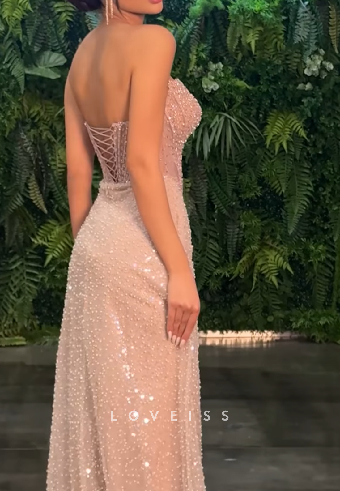 Sweetheart Sleeveless Beaded Sequins Sheath Sparkly Prom Dress