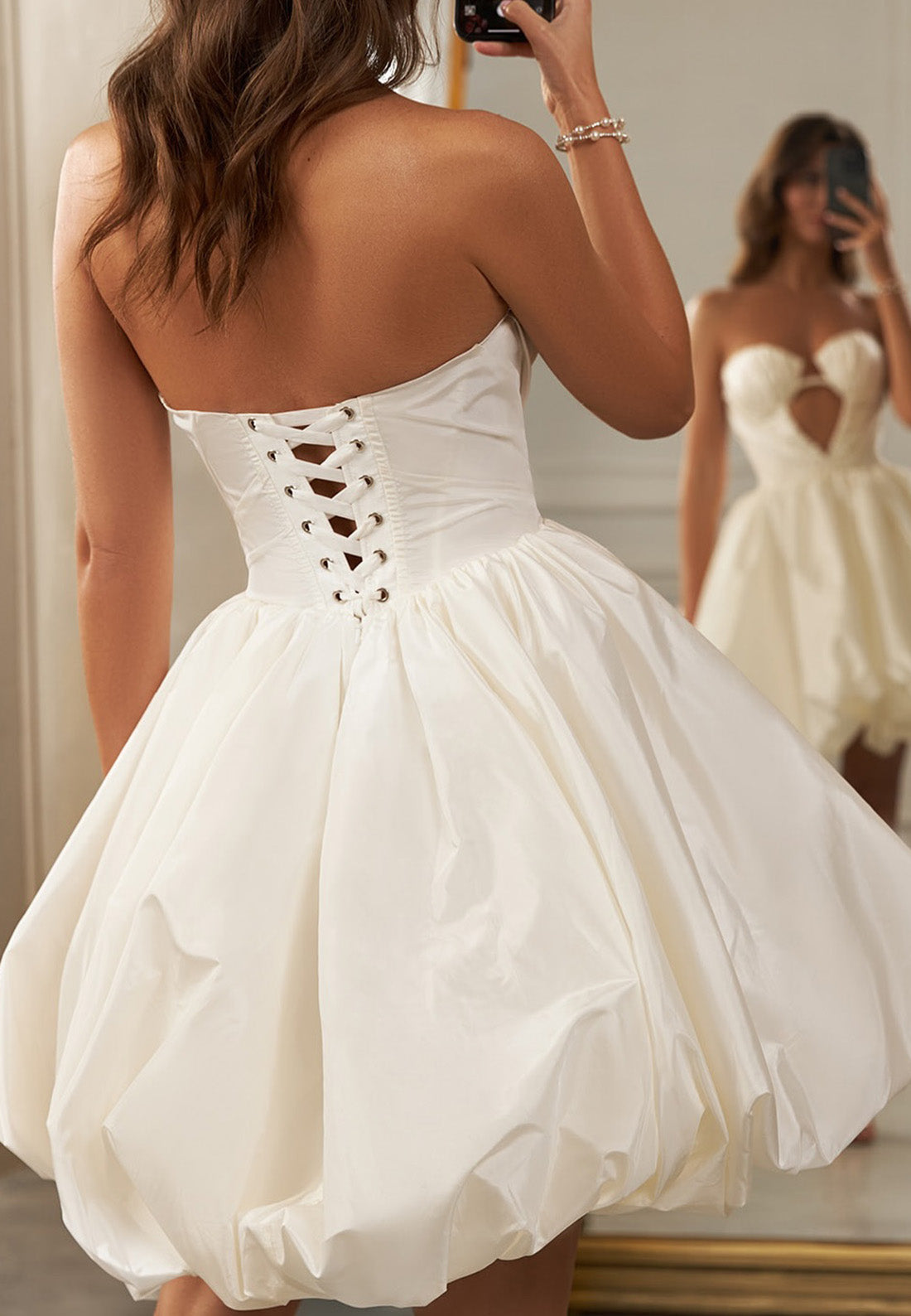 Sweetheart Sleeveless Illusion A-Line Short Beach Wedding Dress