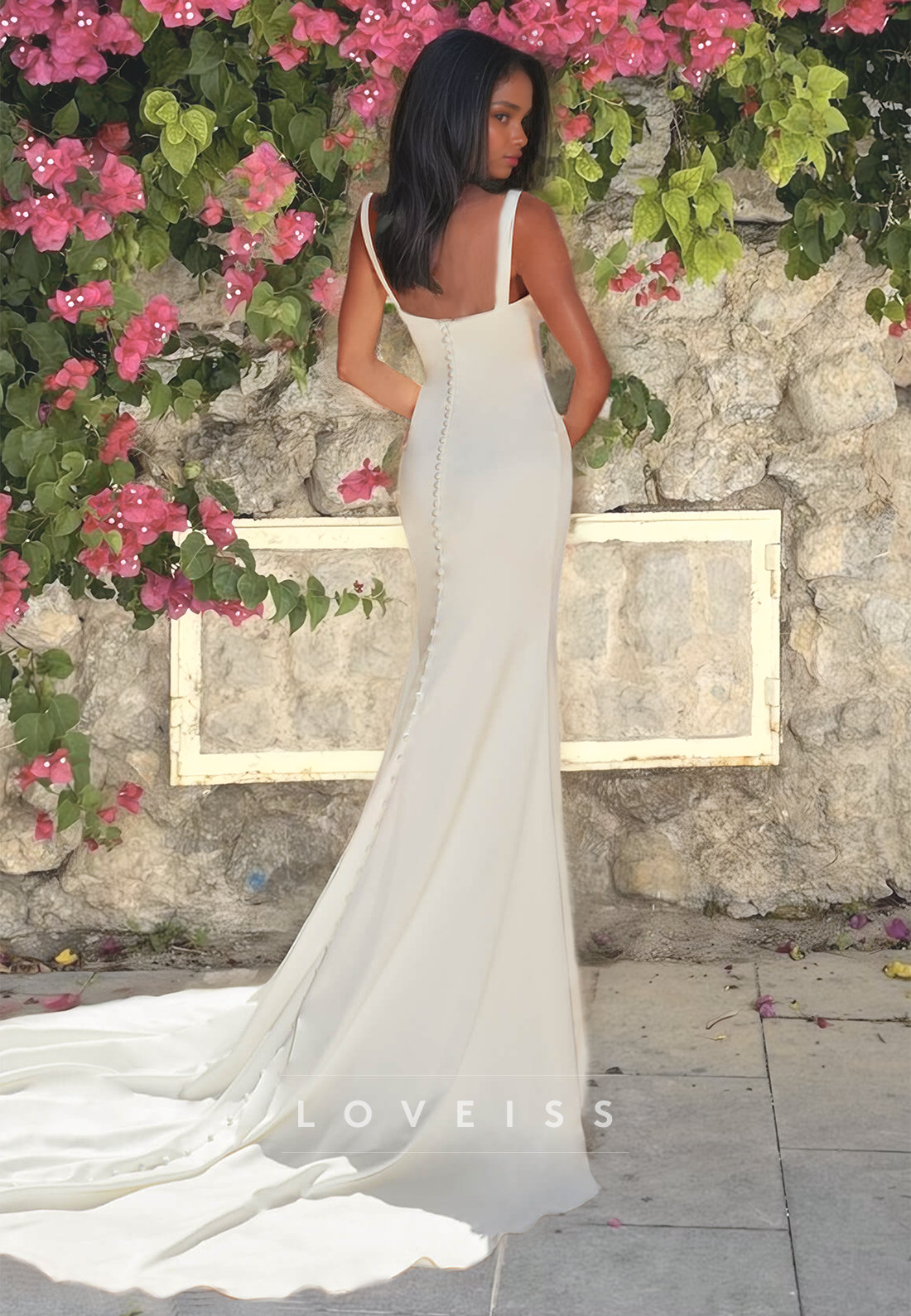 Sweetheart Sleeveless Illusion Sleek Mermaid Beach Wedding Dress