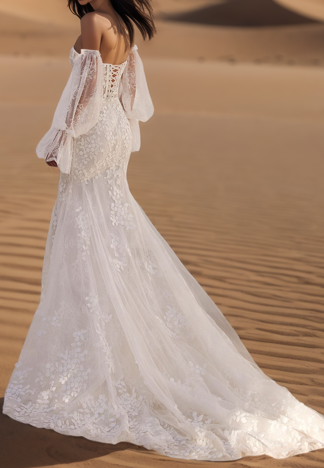 Sweetheart Sleeveless Lace Appliques Tulle Mermaid Wedding Dress