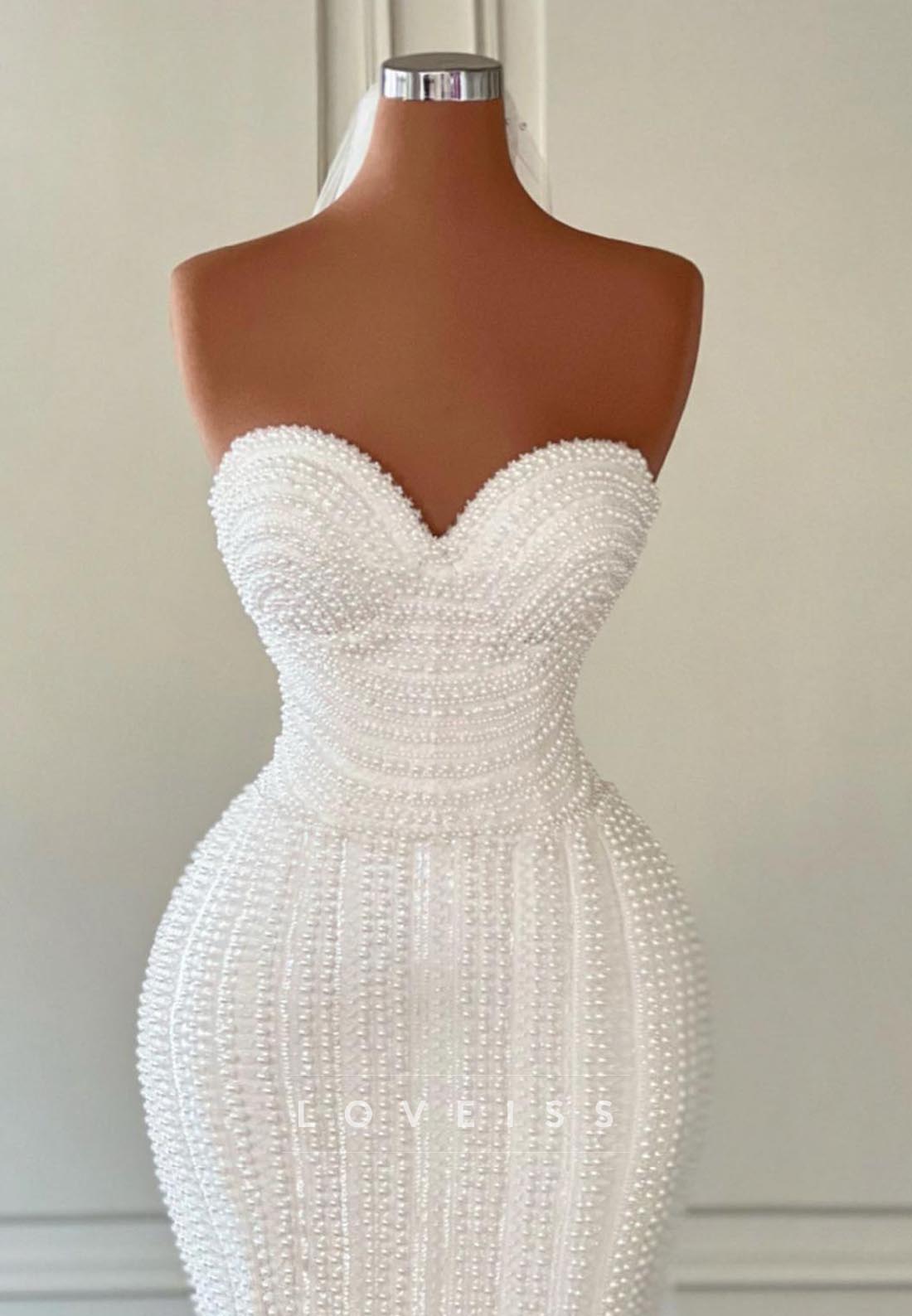 Sweetheart Sleeveless Pearl Mermaid Wedding Dress