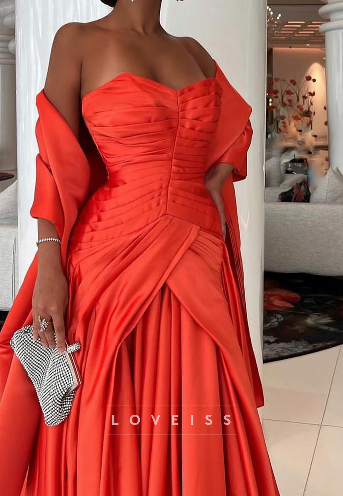 Sweetheart Sleeveless Pleated A-Line Evening Dress