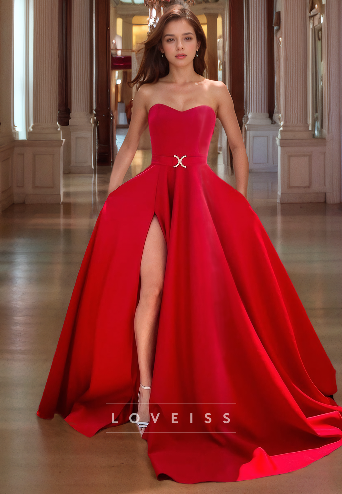 Sweetheart Sleeveless Pleated A-Line Prom Dress