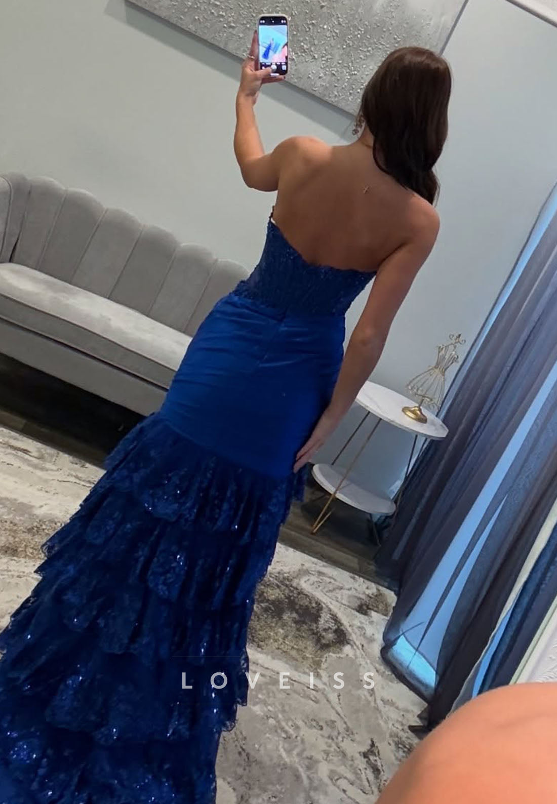 Sweetheart Sleeveless Pleated Appliques Tiered Mermaid Prom Dress