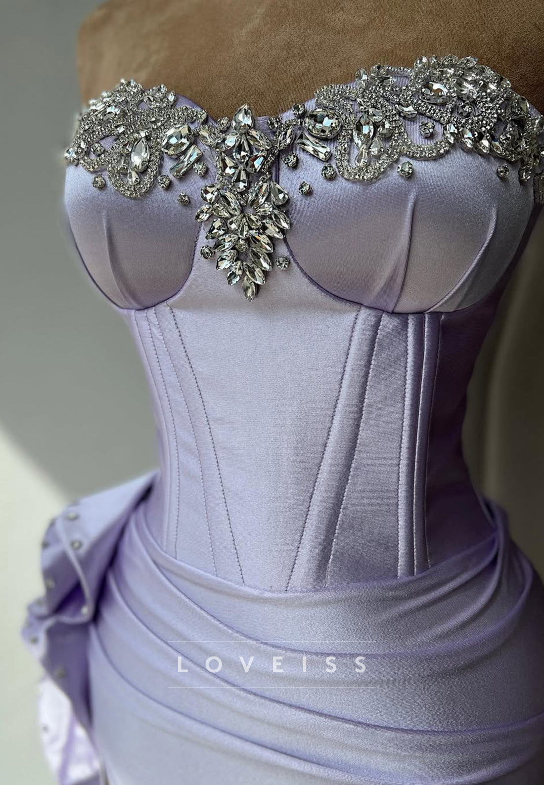 Sweetheart Sleeveless Pleated Baeded Sheath Prom Dress