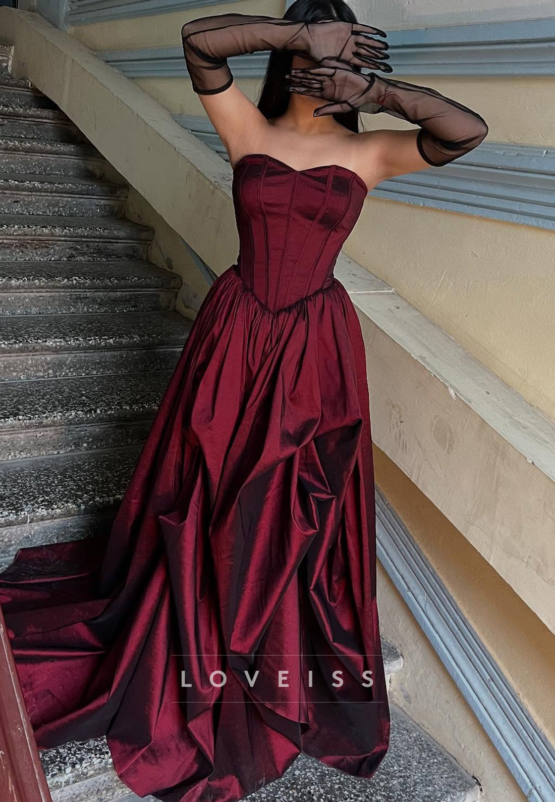Sweetheart Sleeveless Pleated Evening Dress A-Line Prom Dress