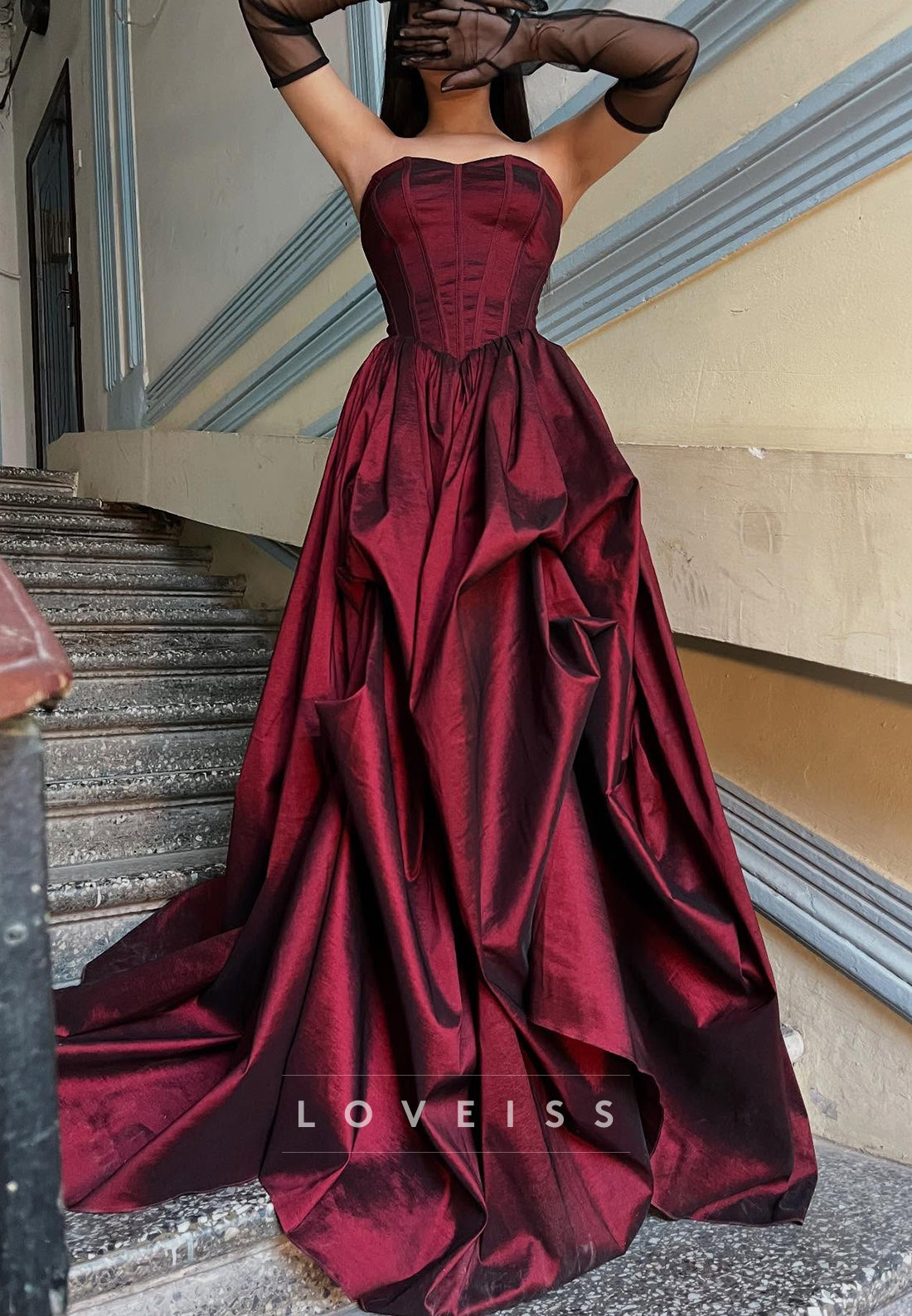 Sweetheart Sleeveless Pleated Evening Dress A-Line Prom Dress