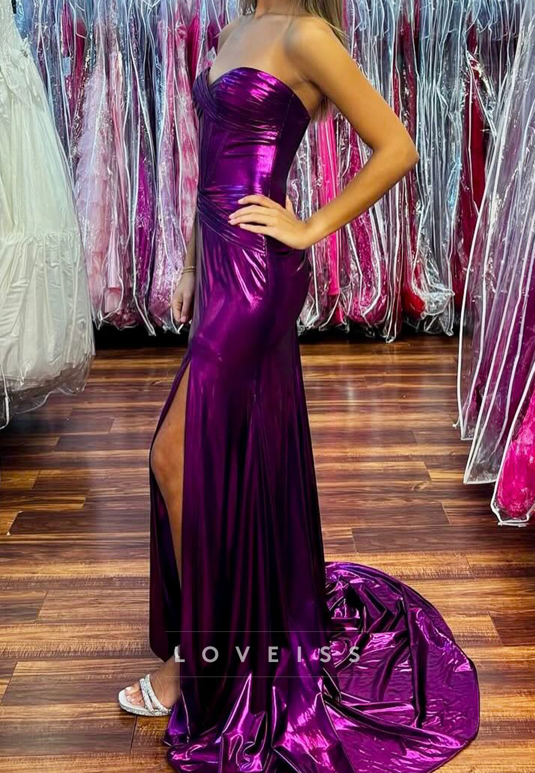 Sweetheart Sleeveless Pleated Sheath Prom Dress