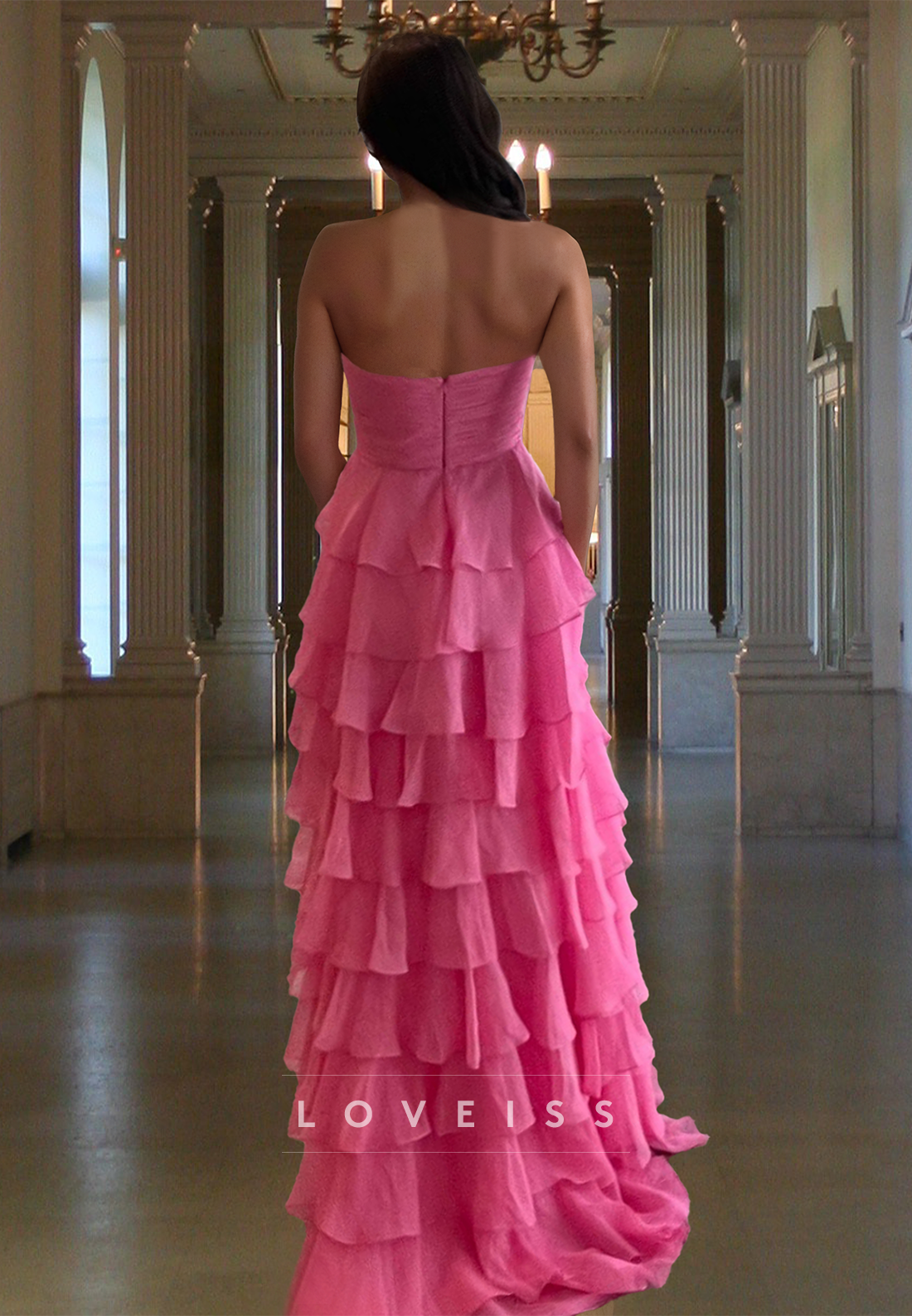 Sweetheart Sleeveless Pleated Tiered A-Line Prom Dress