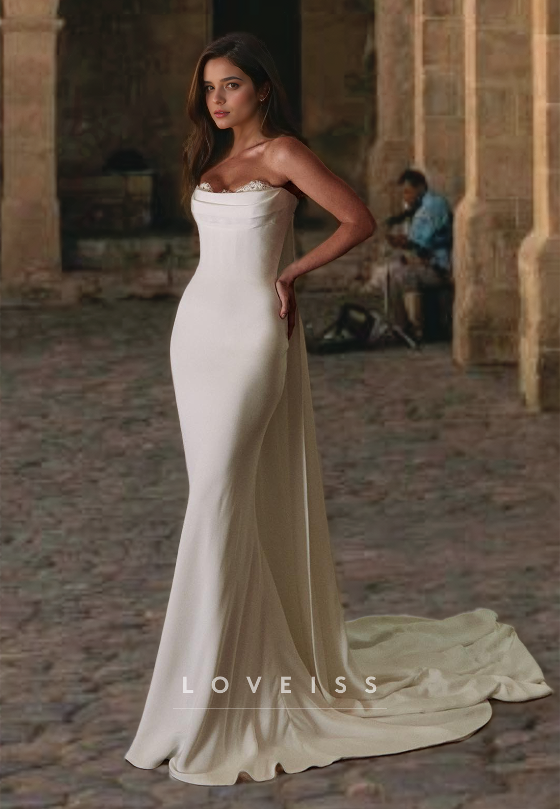 Sweetheart Sleeveless Sleek Simple Mermaid Beach Wedding Dress