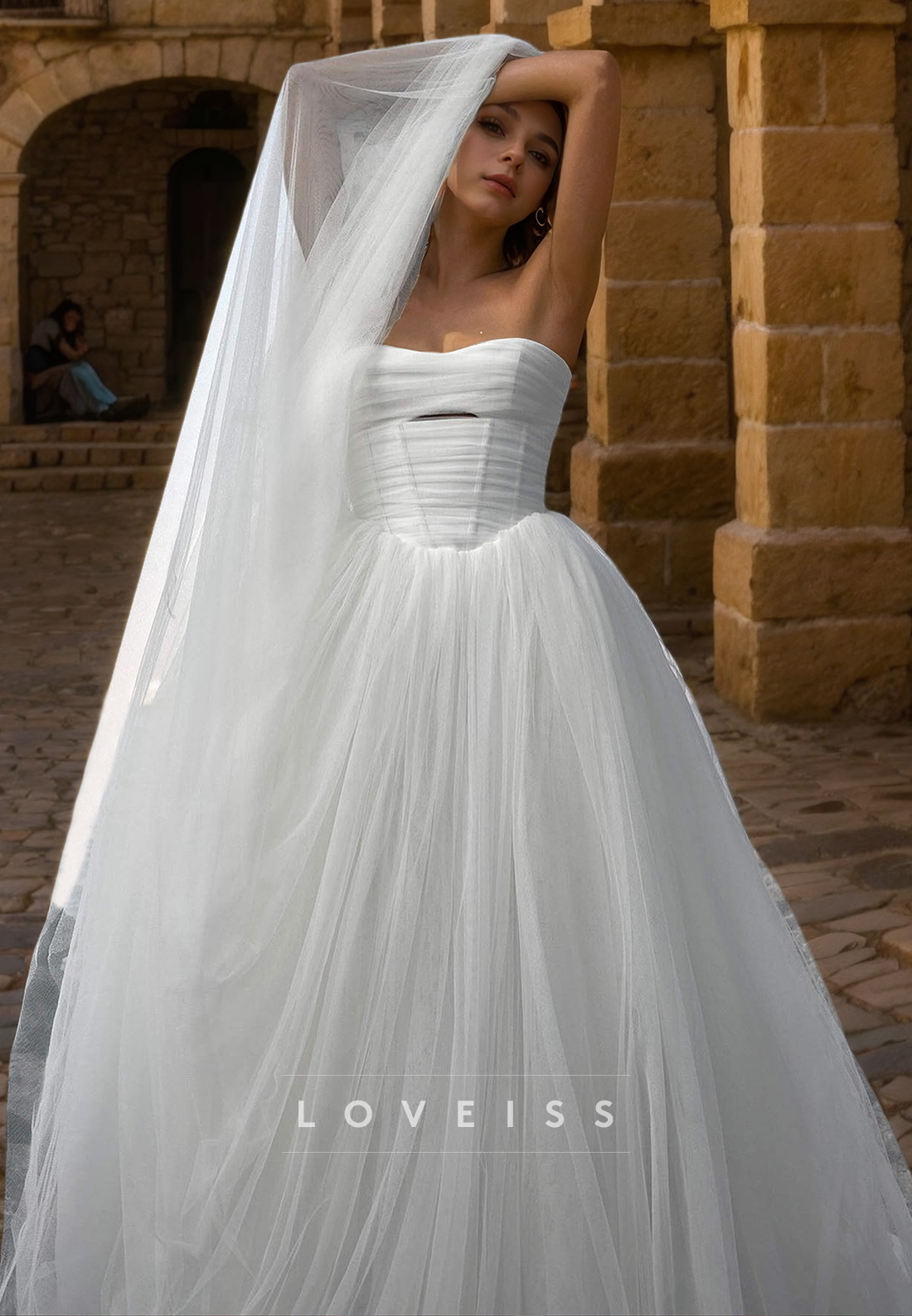 Sweetheart Sleeveless Tulle Ball Gown A-Line Wedding Dress