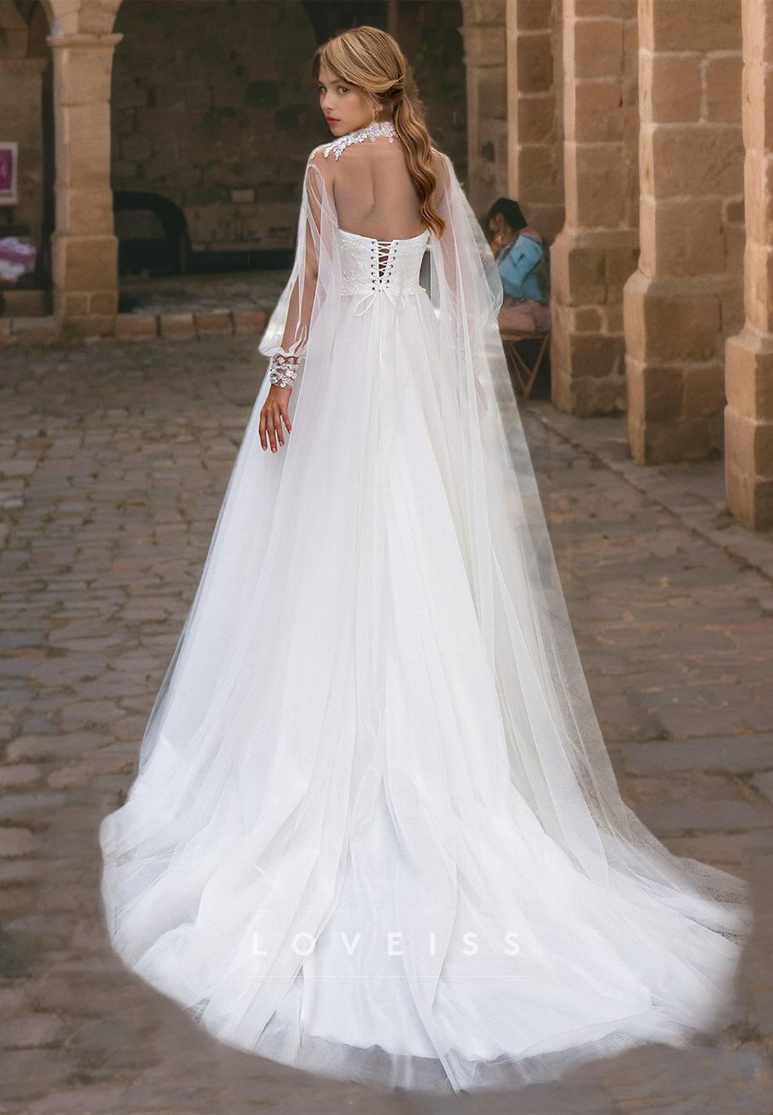 Sweetheart Sleeveless Tulle Sequins A-Line Beach Wedding Dress