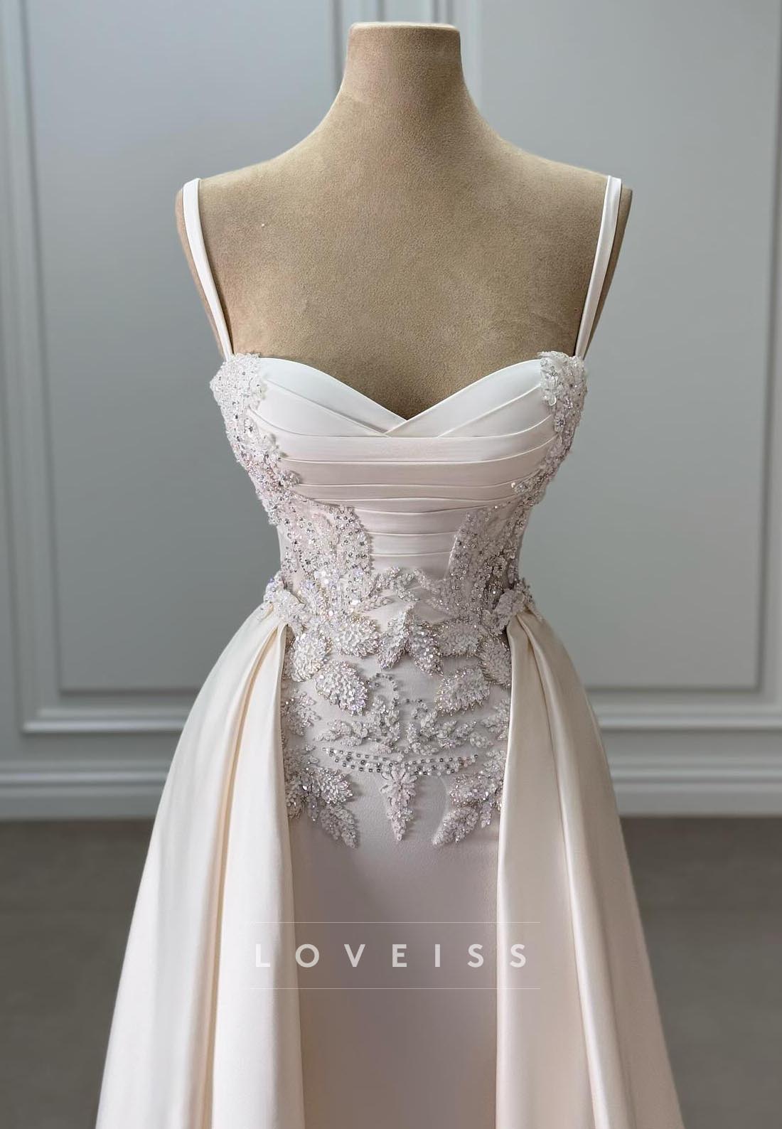 Sweetheart Spaghetti Straps Appliques Mermaid Wedding Dress