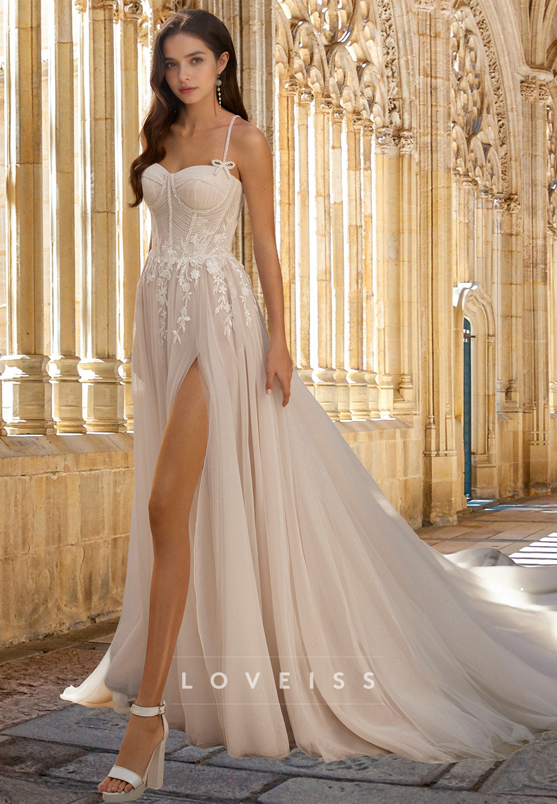 empire waist sweetheart wedding dress Empire waist A-line wedding dress with long sleeves