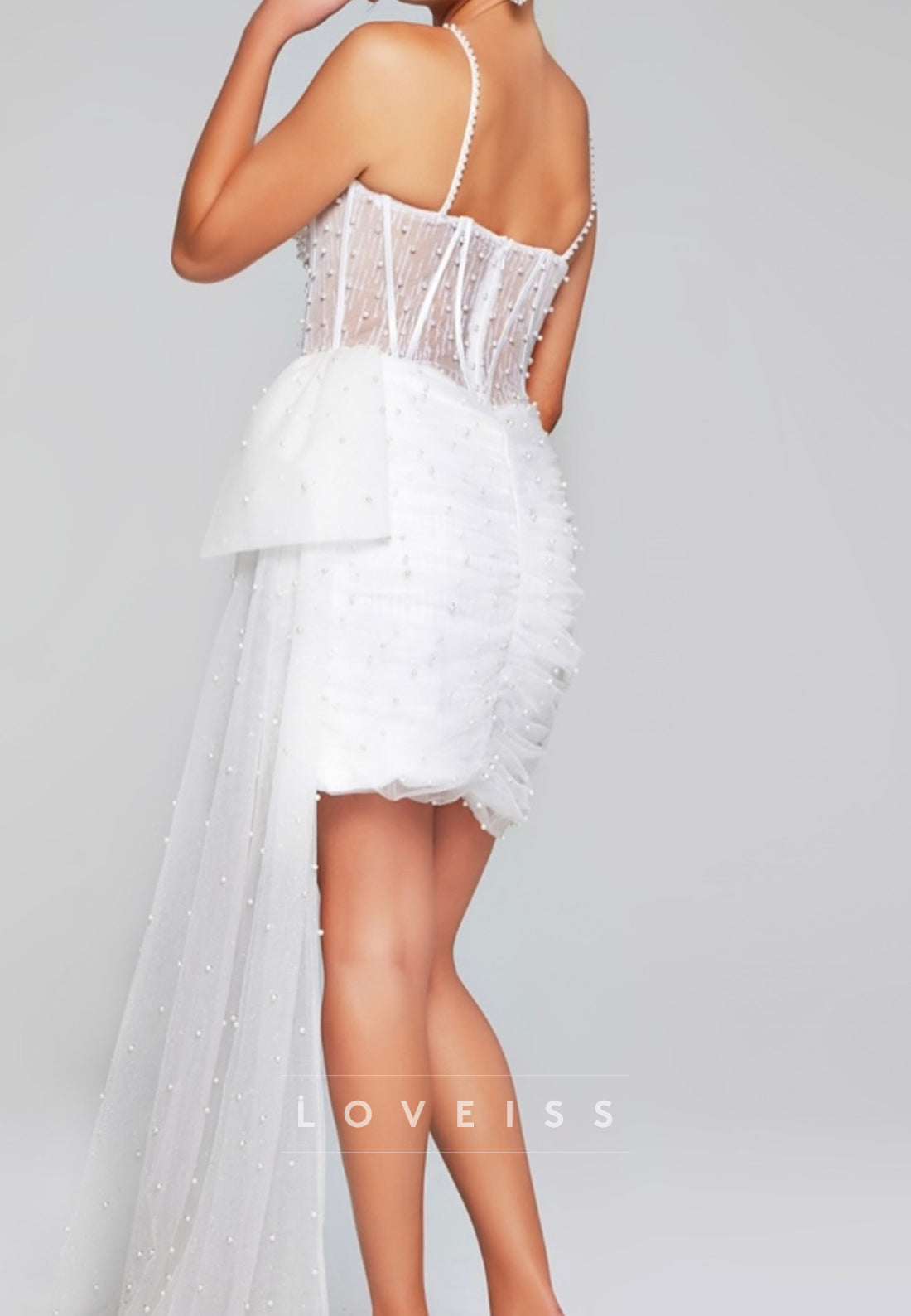 Sweetheart Spaghetti Straps Pearl Sheath Party Homecoming Dress