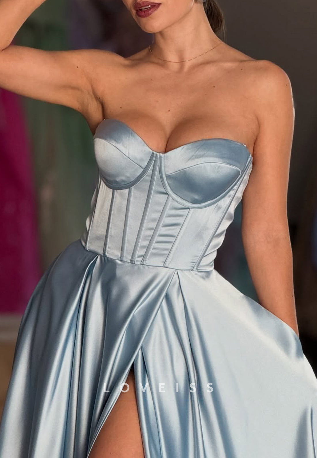 Sweetheart Spaghetti Straps Pleated A-Line Prom Dress