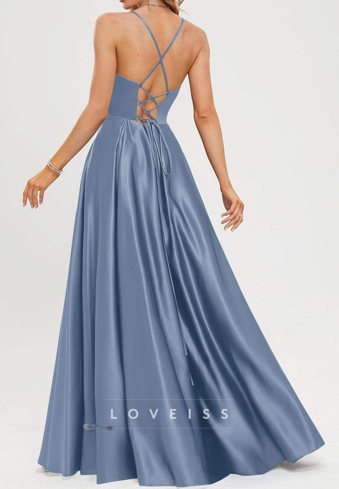 Sweetheart Spaghetti Straps Pleated A-Line Prom Dresss