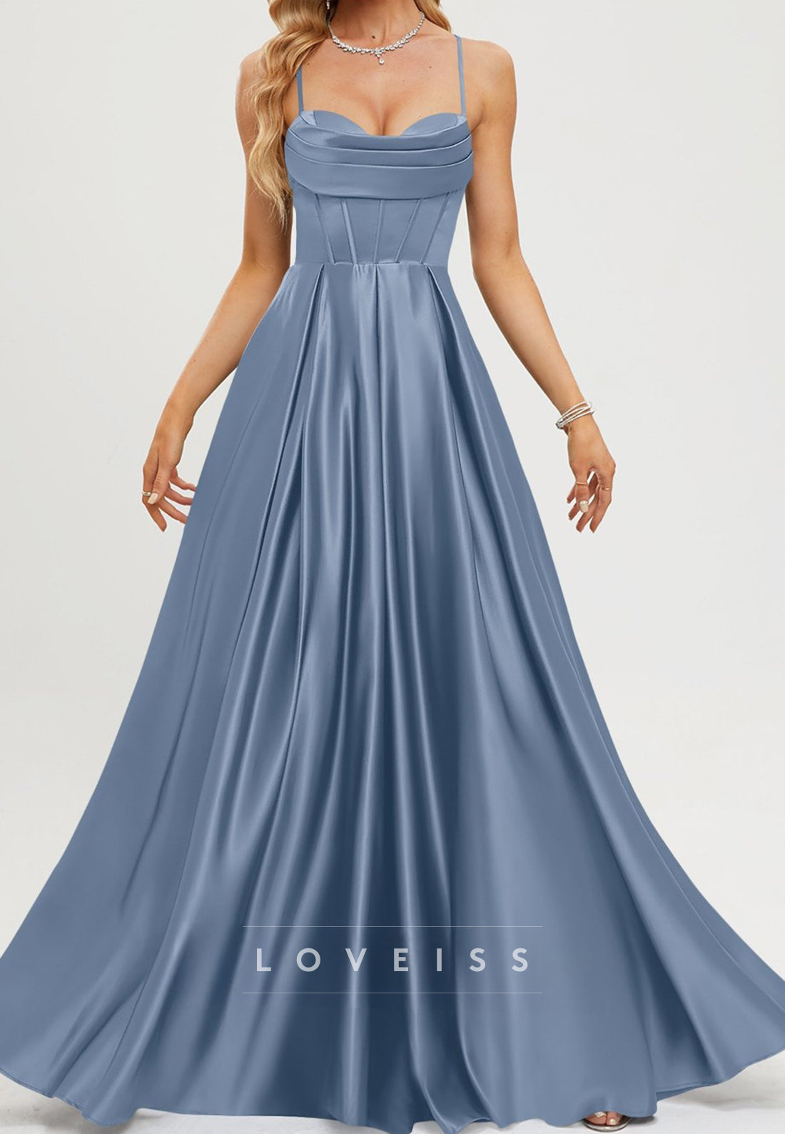 Sweetheart Spaghetti Straps Pleated A-Line Prom Dresss