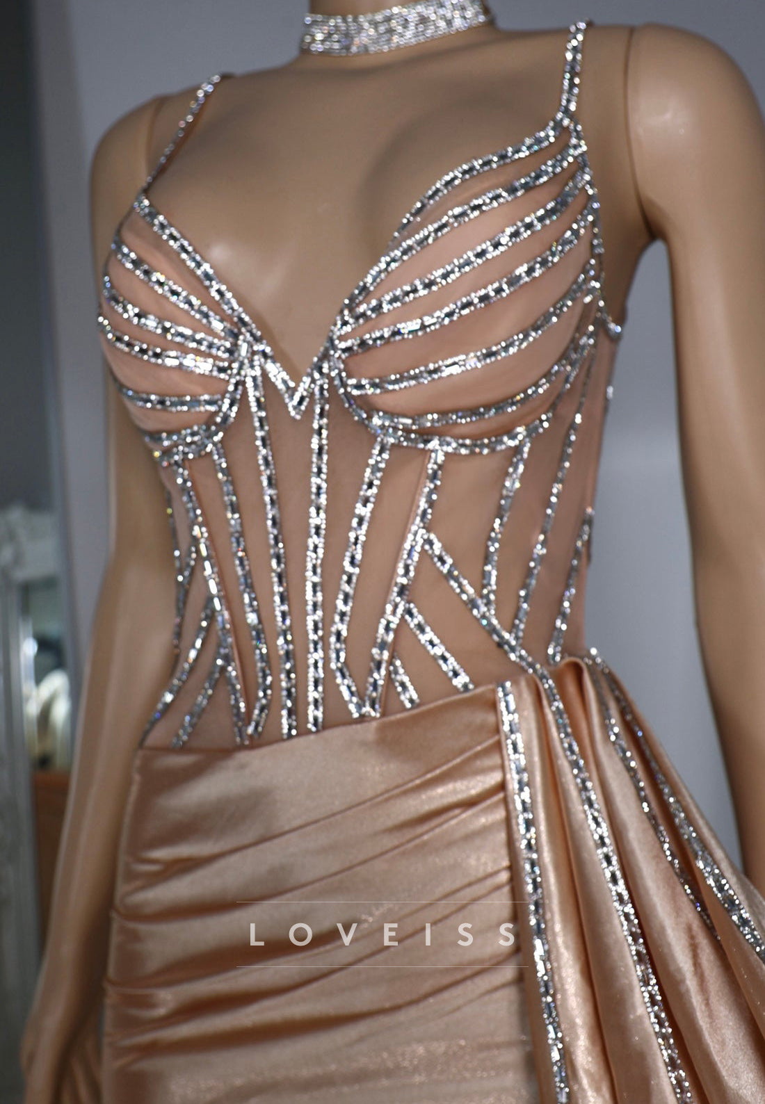 Sweetheart Spaghetti Straps Pleated Sheath Prom Dress