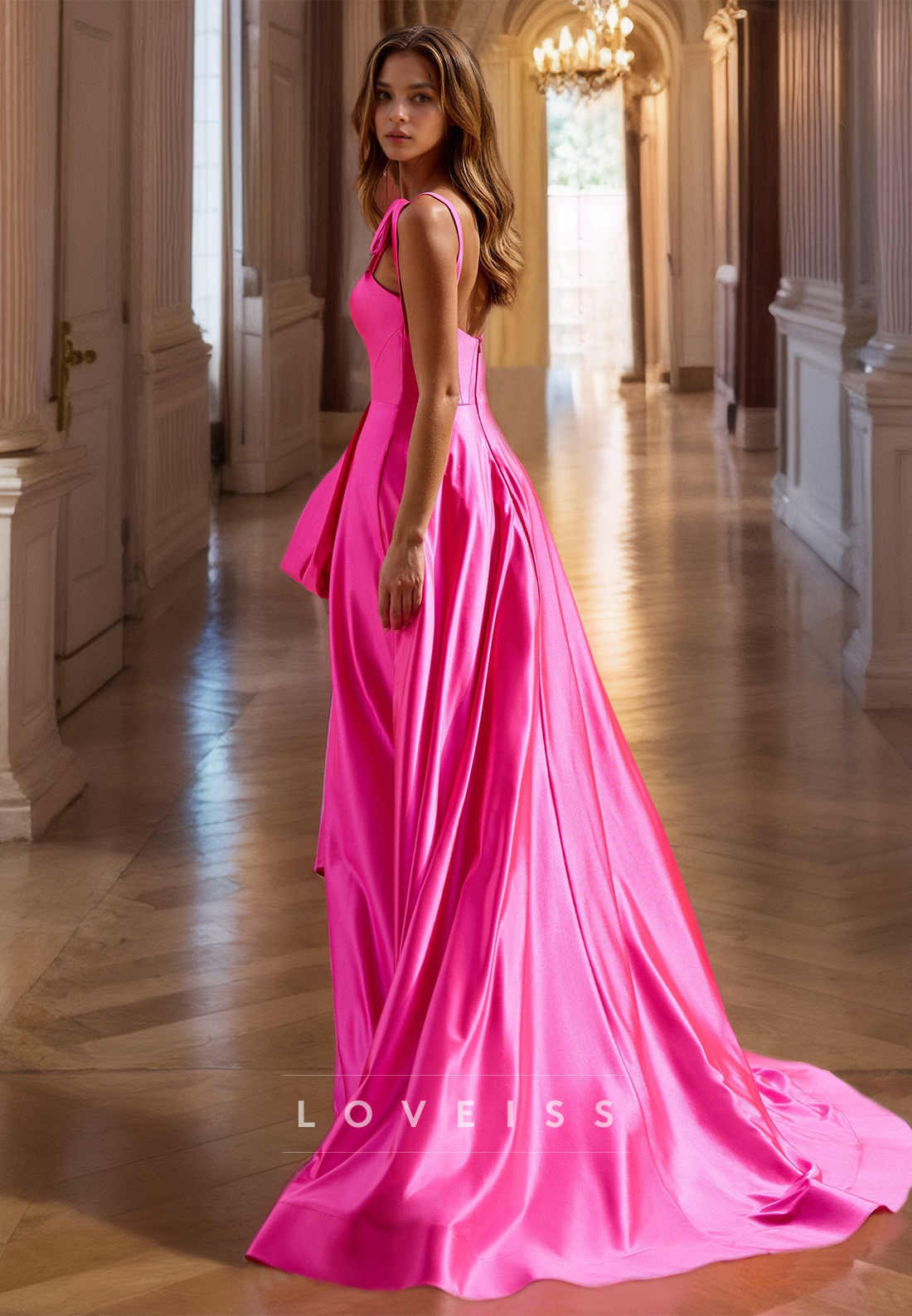 Sweetheart Spaghetti Straps Pleated Sleek A-Line Prom Dress