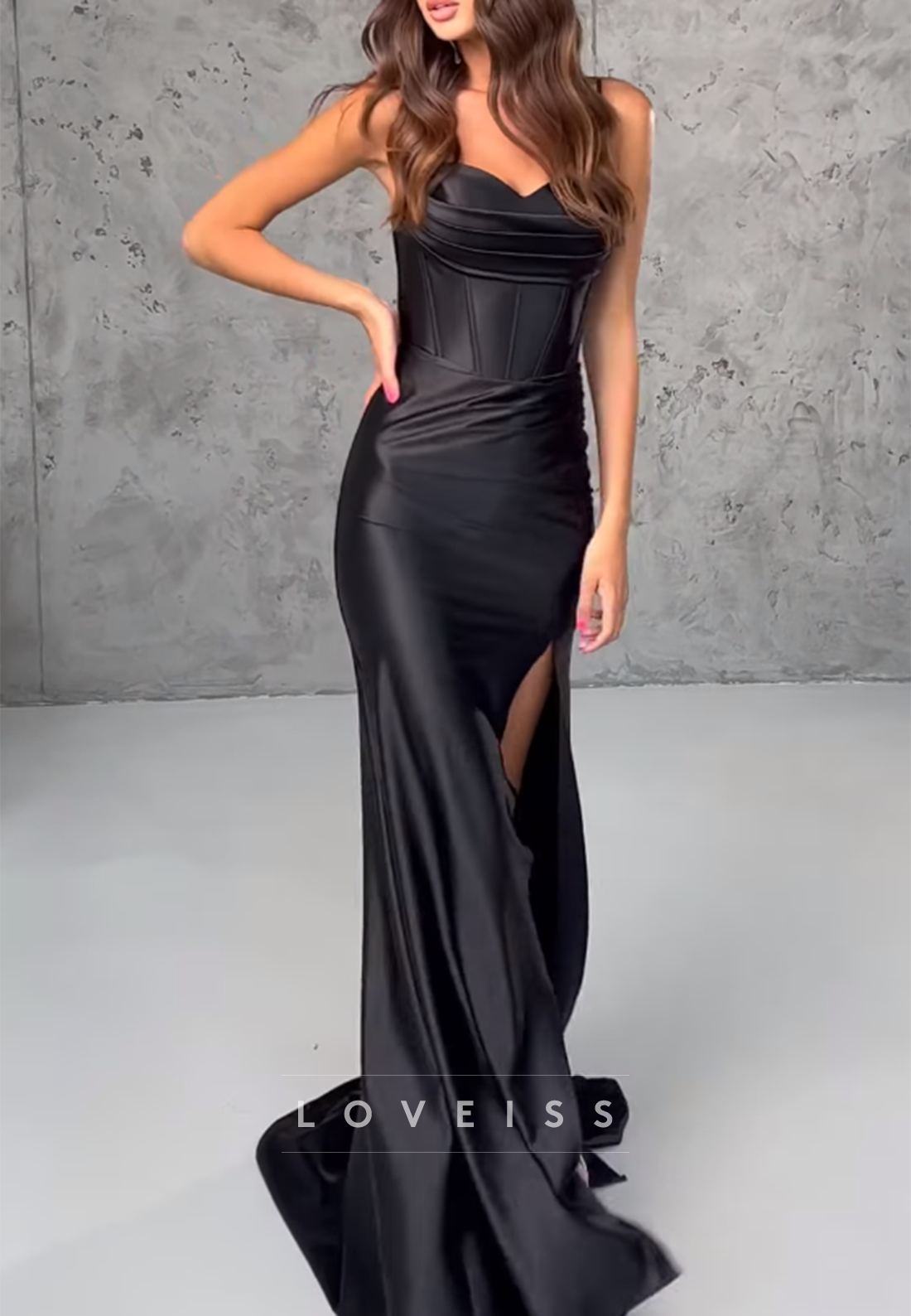 Sweetheart Spaghetti Straps Side Slit Mermaid Prom Dress