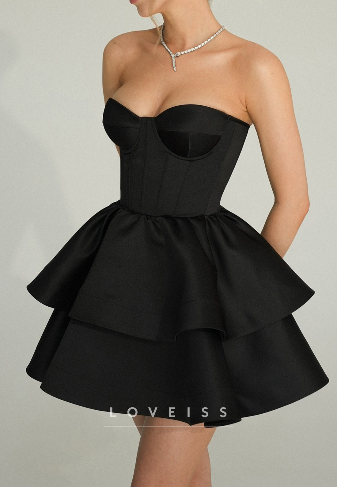 Sweetheart Spaghetti Straps Tiered A-Line Short Party Homecoming Dress
