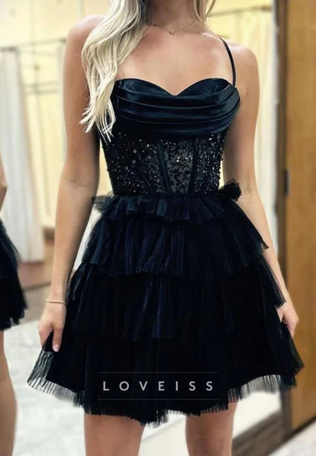 Sweetheart Spaghetti Straps Tulle A-Line Homecoming Dress