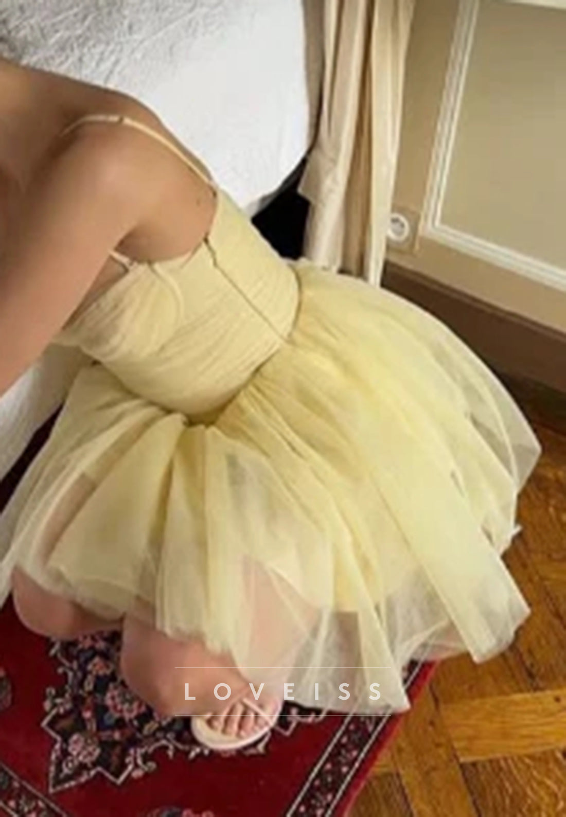 Sweetheart Spaghetti Straps Tulle A-Line Party Homecoming Dress