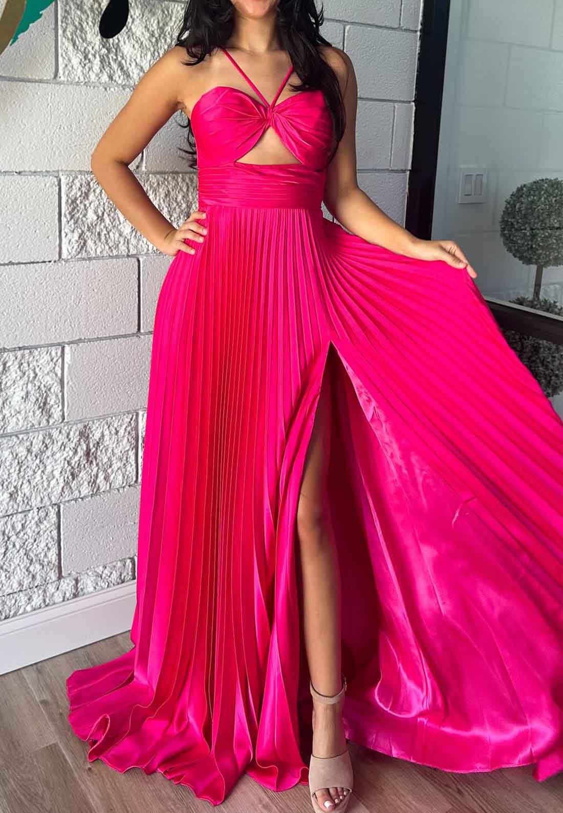 Sweetheart Spaghettti Straps Pleated A-Line Prom Dress