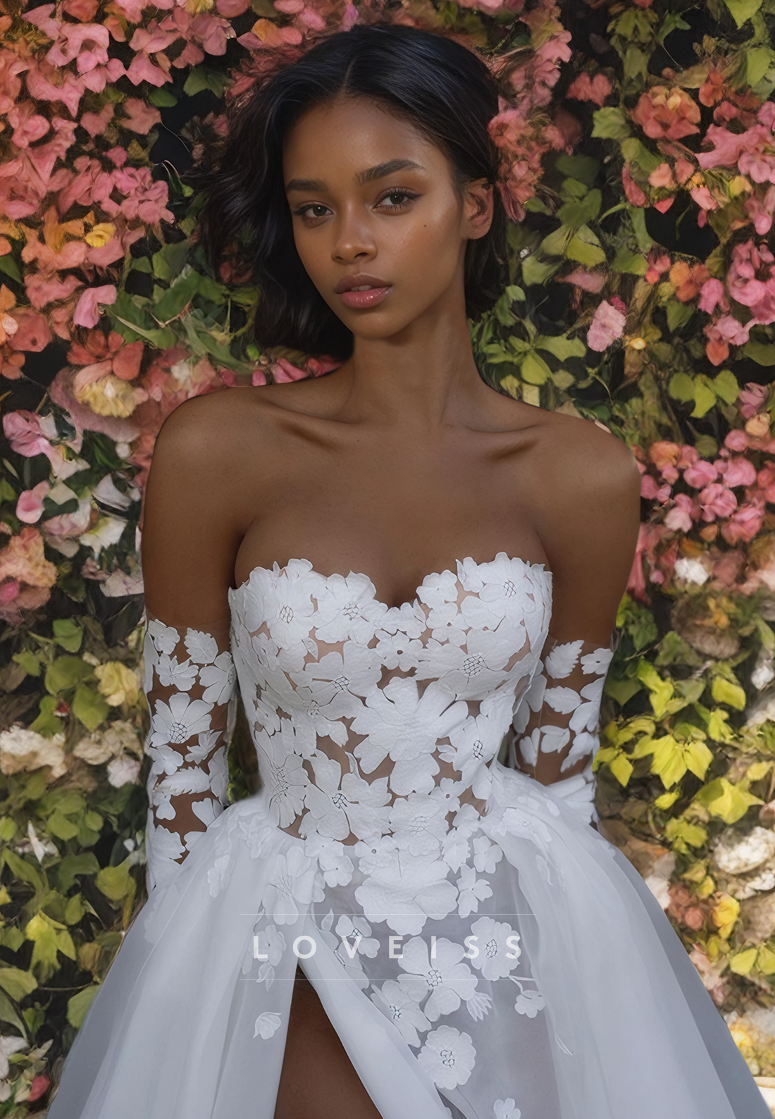 Sweetheart Strapless Appliques Tulle A-Line Wedding Dress