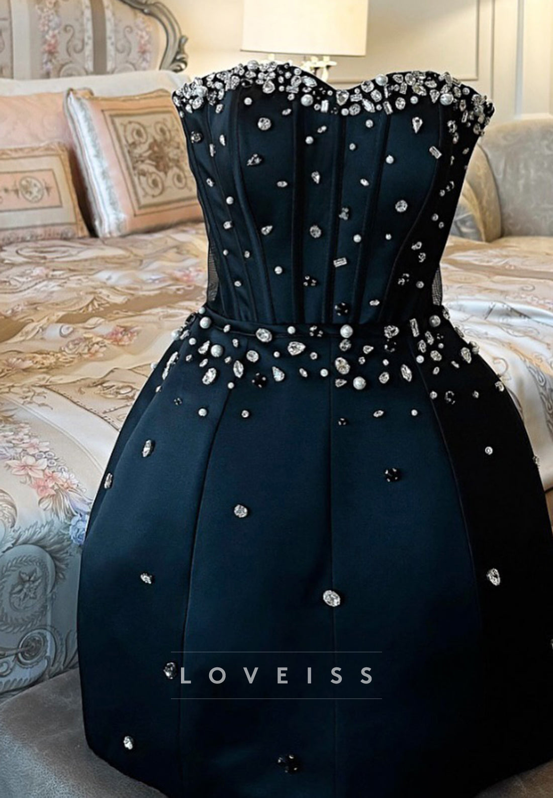 Sweetheart Strapless Beaded A-Line Short Party Dress