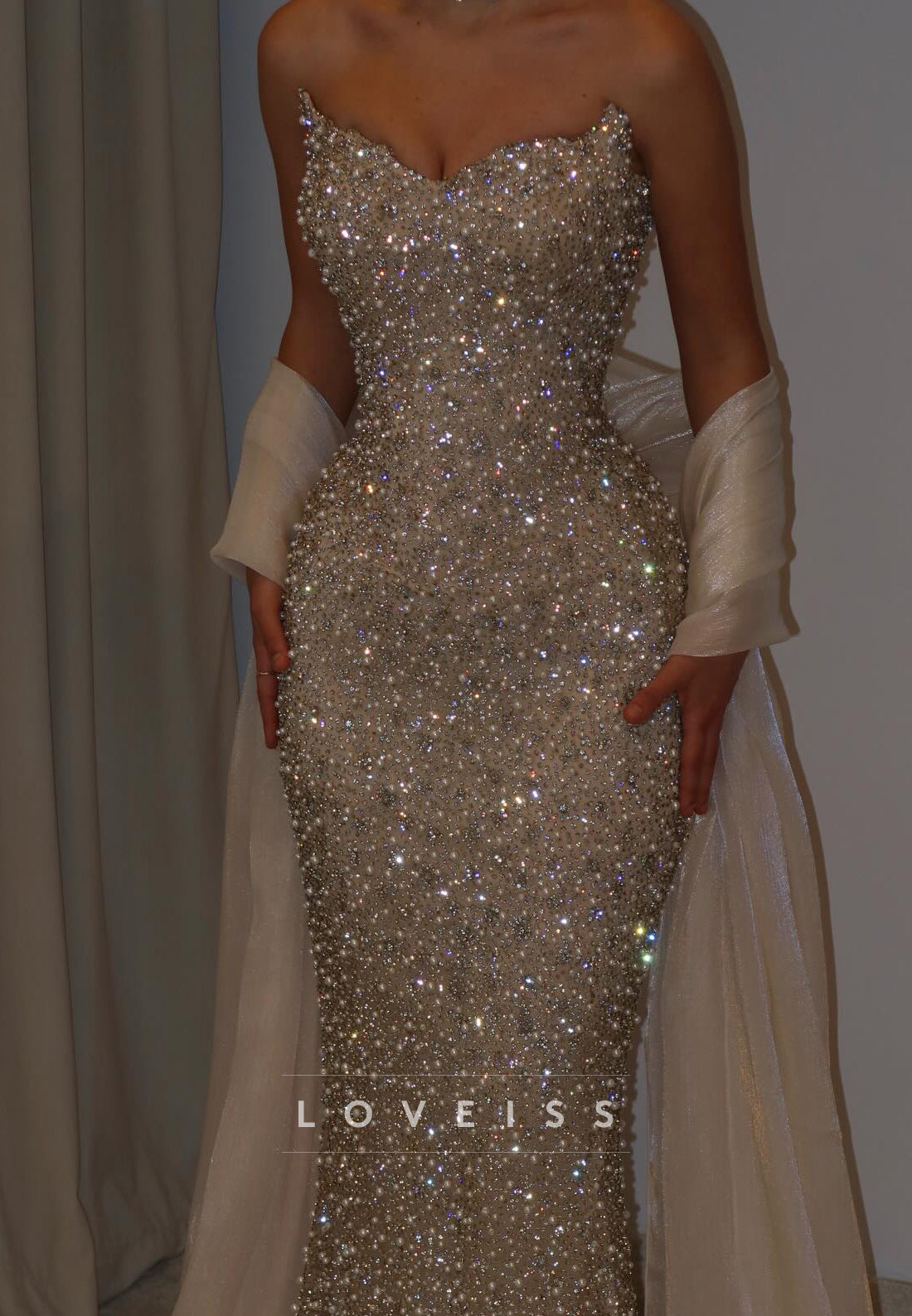 Sweetheart Strapless Beaded Embroidery Mermaid Prom Dress