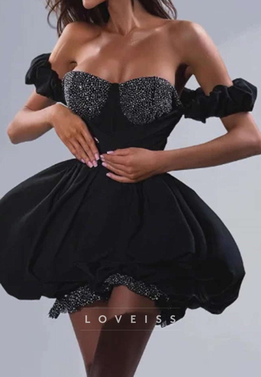 Sweetheart Strapless Beaded Pleated A-Line Party Homecoming Dress