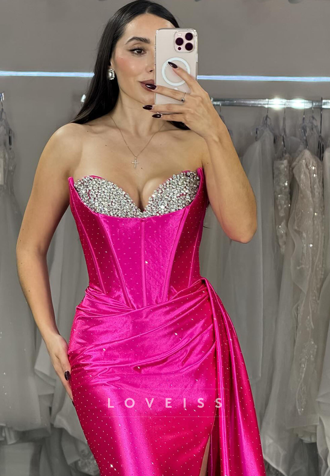 Sweetheart Strapless Beaded Pleated Mermaid Prom Dress