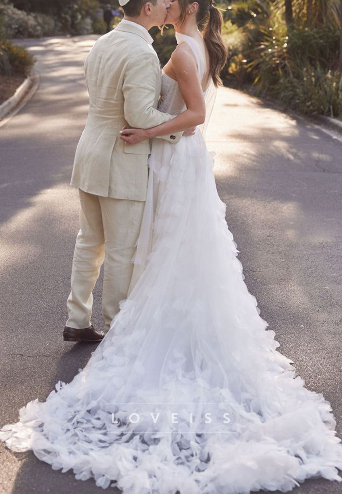 Sweetheart Strapless Floral Pleated A-Line Summer Wedding Dress