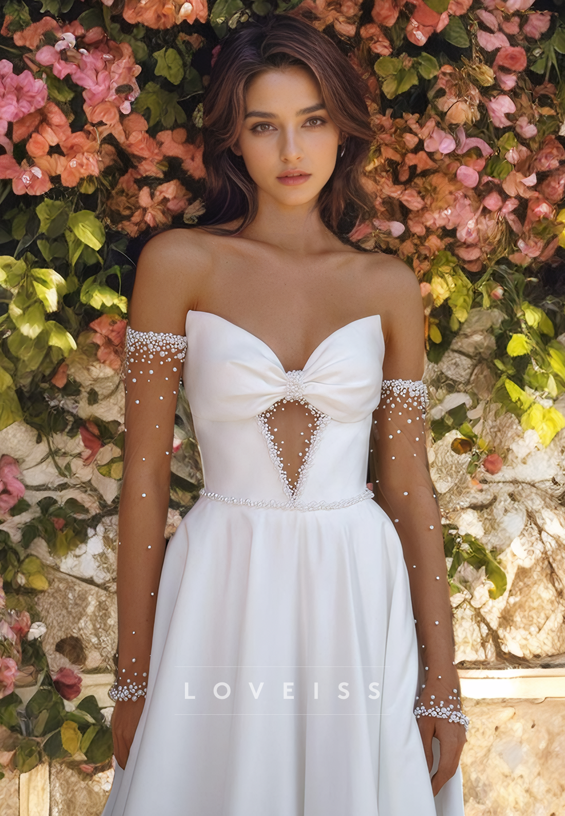 Sweetheart Strapless Illusion Bowknot A-Line Pleated Wedding Dress