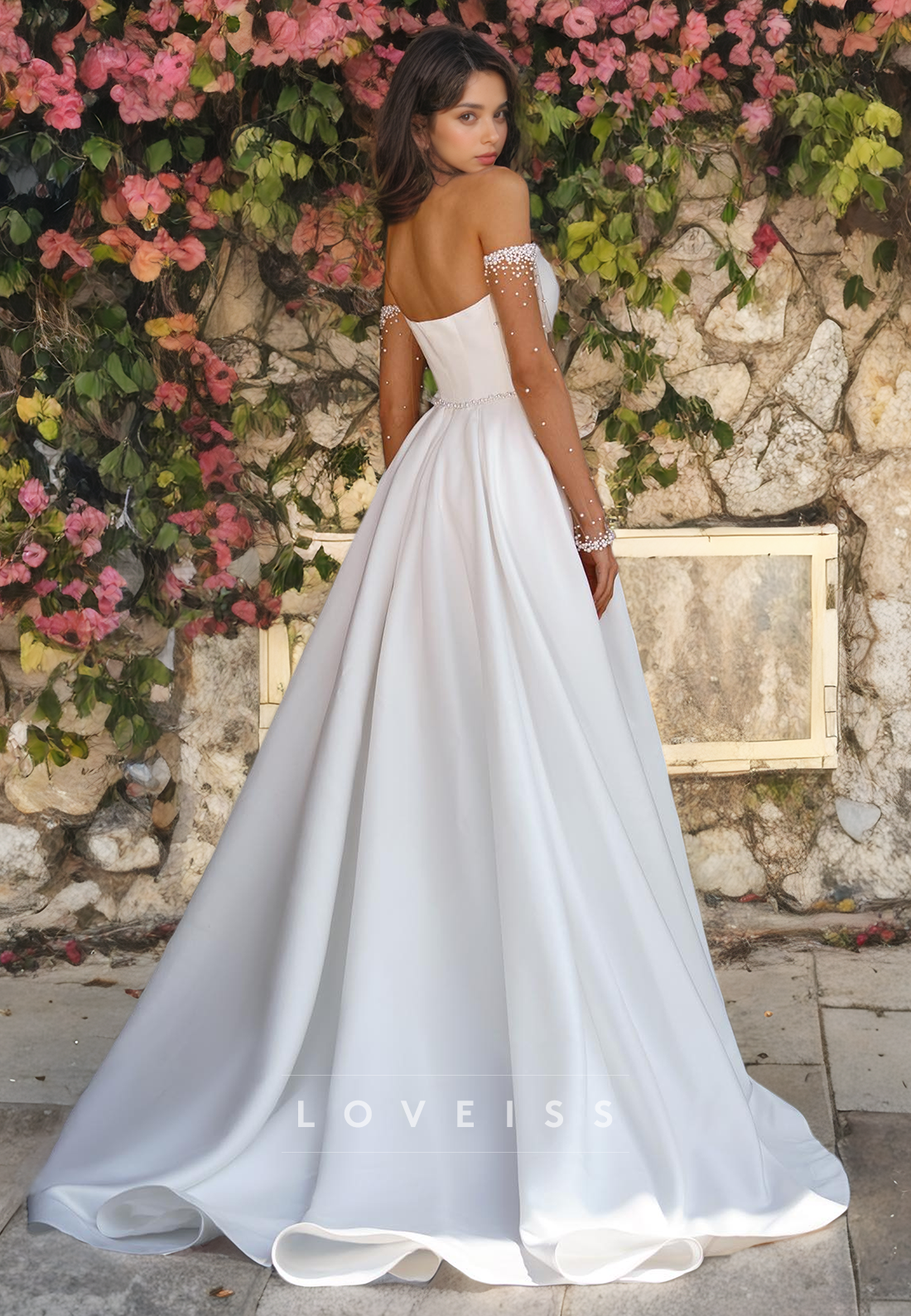 Sweetheart Strapless Illusion Bowknot A-Line Pleated Wedding Dress