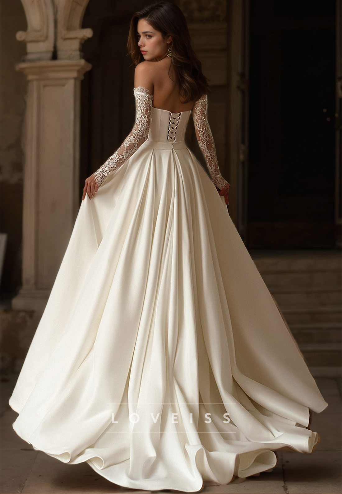 Sweetheart Strapless Lace Appliques Mermaid Wedding Dress