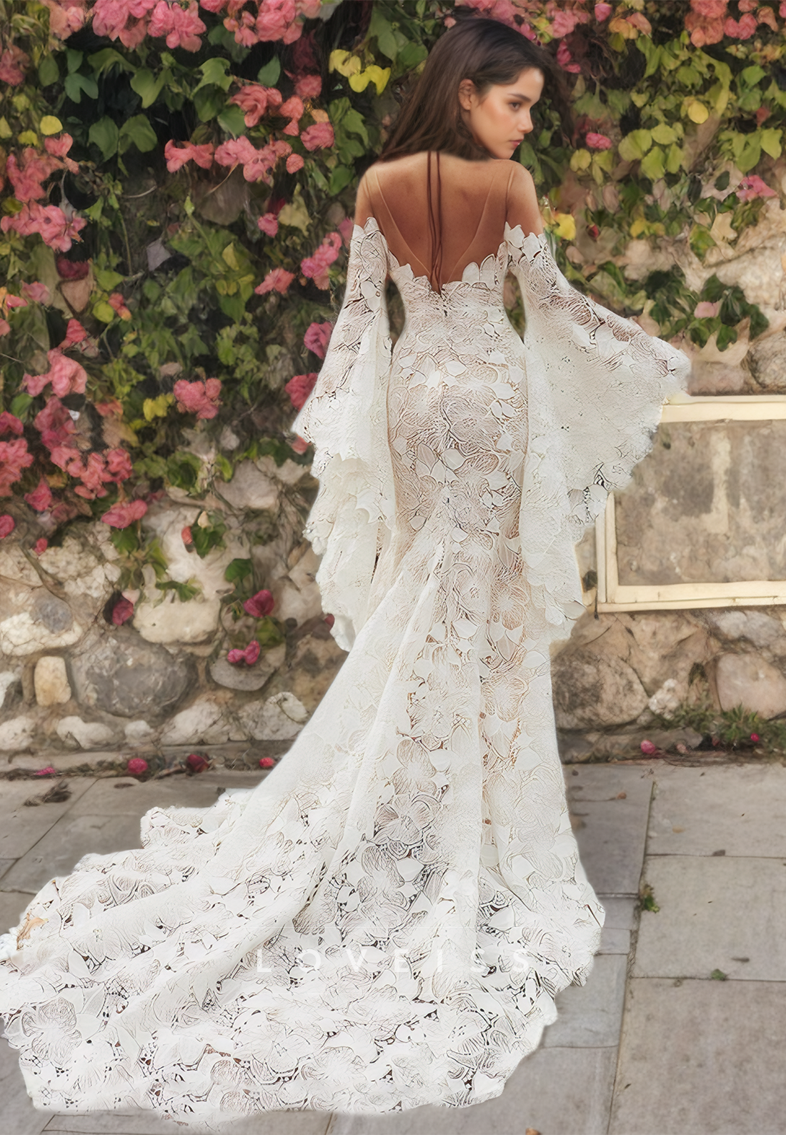 Sweetheart Strapless Long Sleeves Appliques Mermaid Wedding Dress