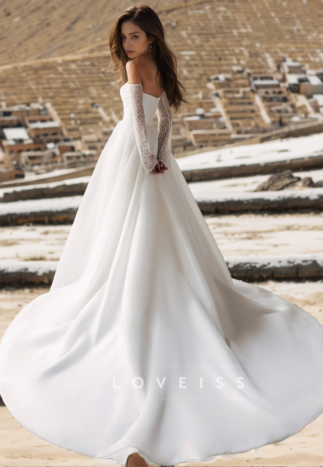 Sweetheart Strapless Pearl Beaded Ball Gown Wedding Dress