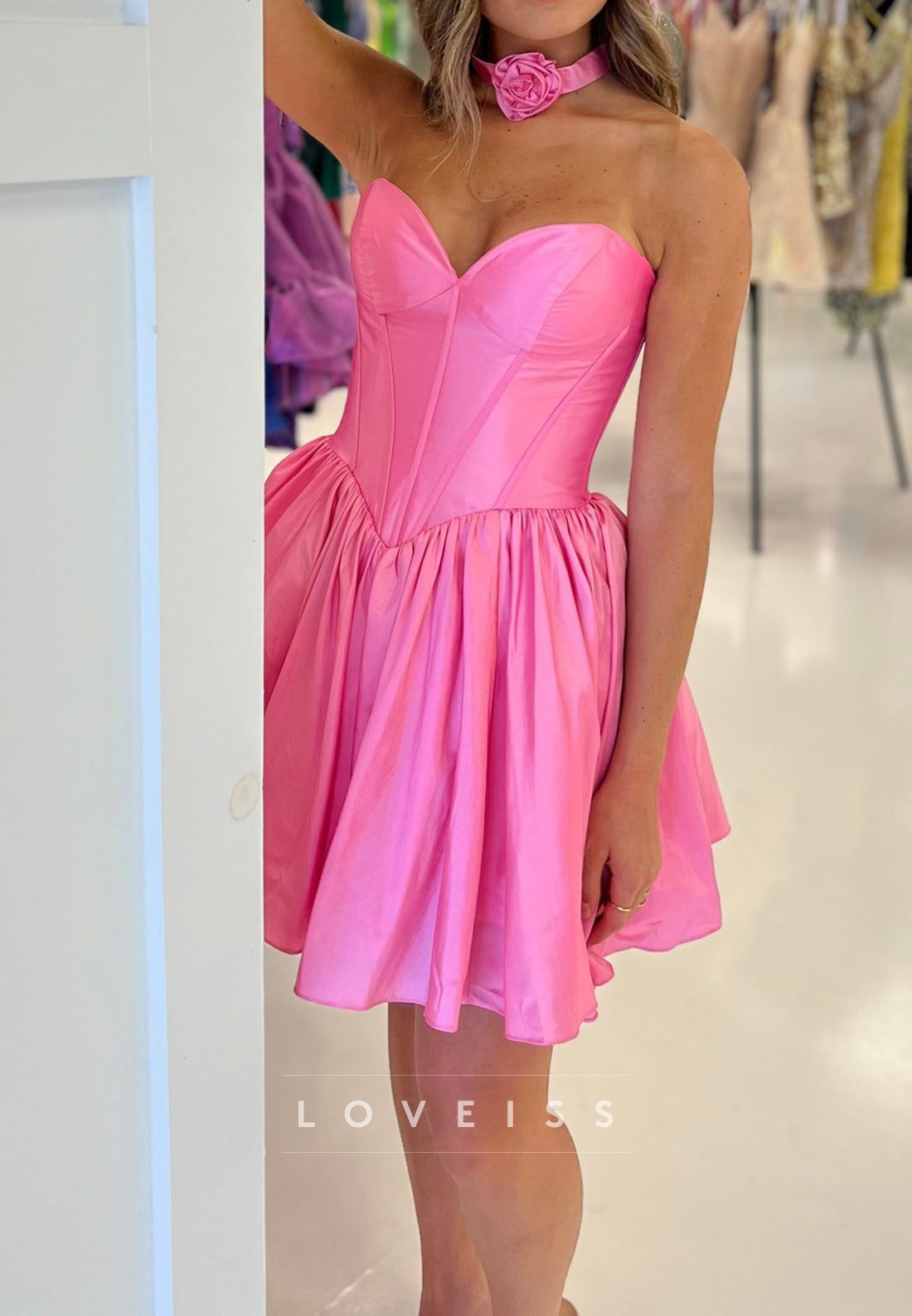 Sweetheart Strapless Pleated A-Line Party Homecoming Dress